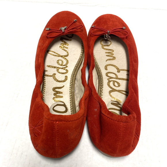 Sam Edelman Felicia Ballet Flat Red Suede Bow Round Toe Slip On 8.5 - Picture 6 of 7